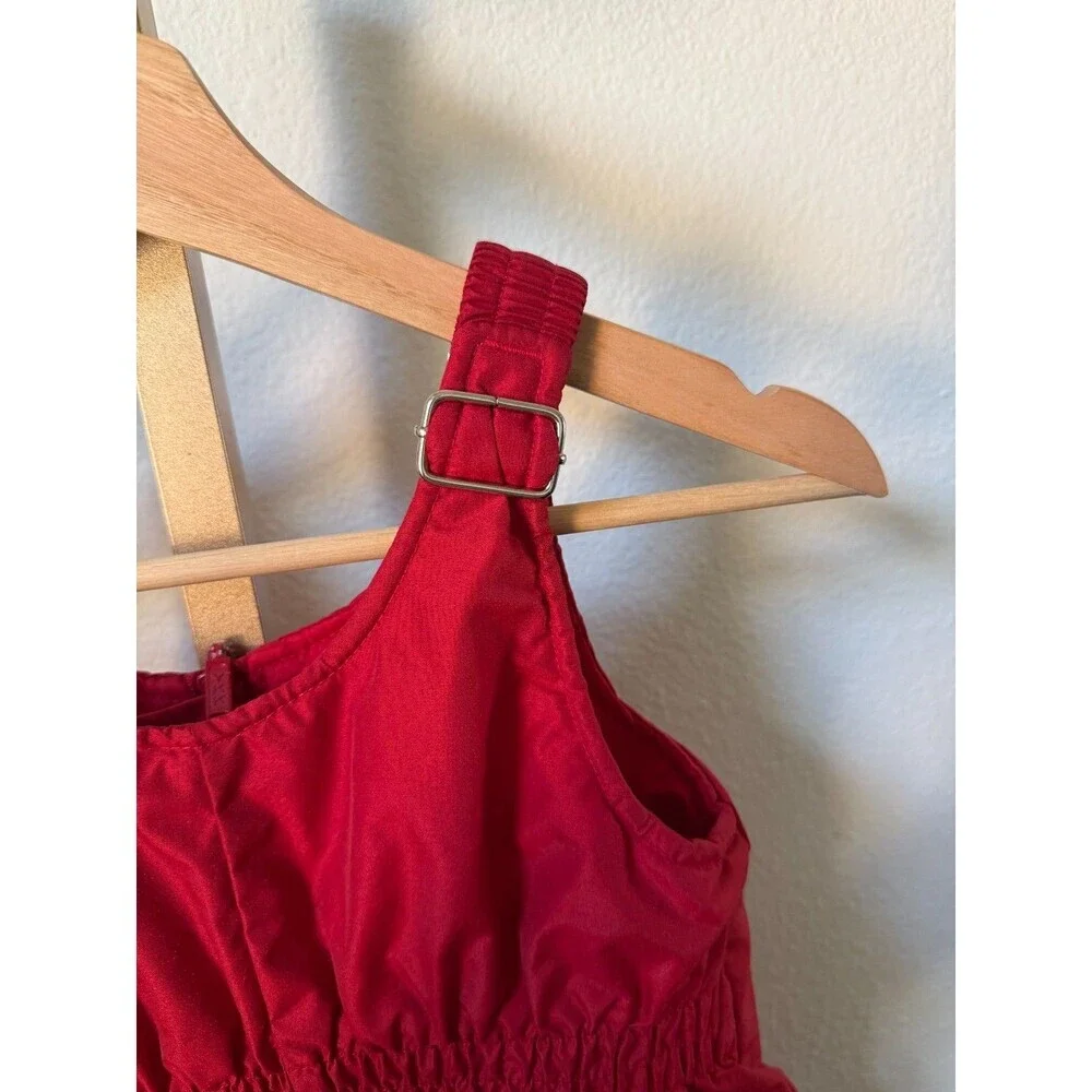 Vintage Lands End Red Snow Pants Bib Overalls Unisex Size 5/6 Adjustable Winter